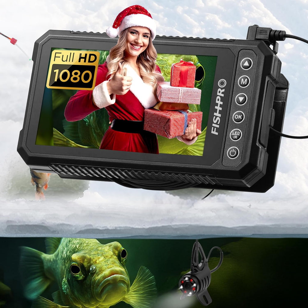 [® 2026 Upgrade] 4.5'' True HD 1080P Underwater Fishing Camera (Plug & Play) - Ice Fishing Camera Underwater W/ 5,000Mah, USB-C, IR+LED, Fish Finder for Ice/Lake/Kayak, 20M/65Ft