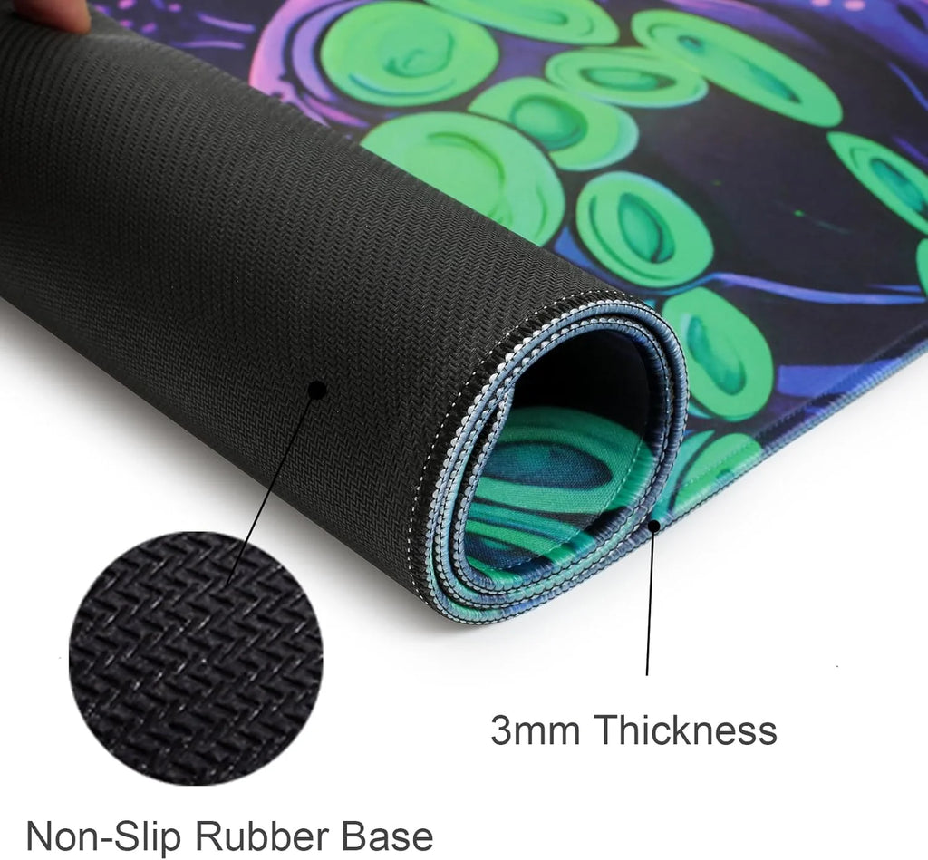 Blacklight Octopus Gaming Mouse Pad – UV Reactive Kraken Tentacles Mouse Mat, Neon Glow in the Dark Waterproof Extended Mousepad with Non-Slip Rubber Base for Office & Home – 31.5" X 11.8"