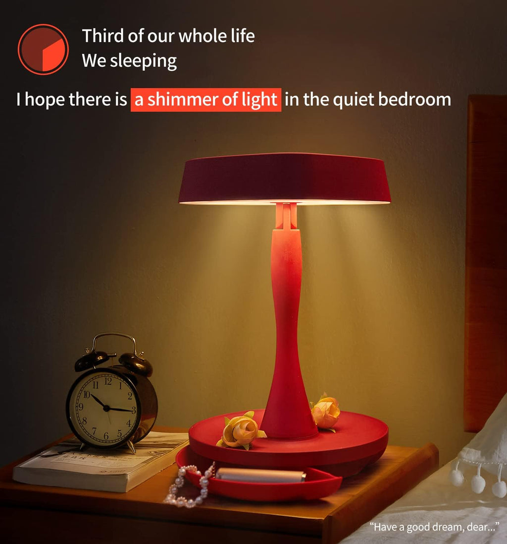 Makeup Mirror with Lights,2000 Mah LED Rechargeable Makeup Mirror,Back Ambient Light, Nice Gift for Daughter Girlfriend Wife Sister,Red