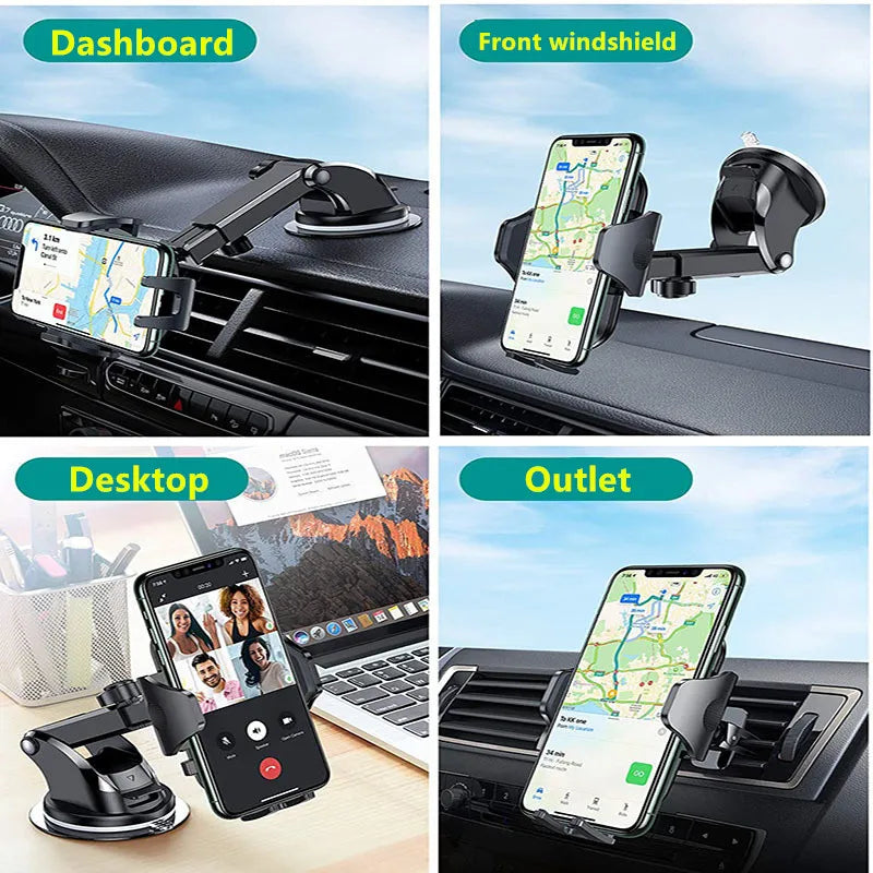 Car Phone Holder Car Dashboard Windshield Phone Holder Suction Cup Hands-Free Car Phone Holder Vent Clip Phone Holder Accessory