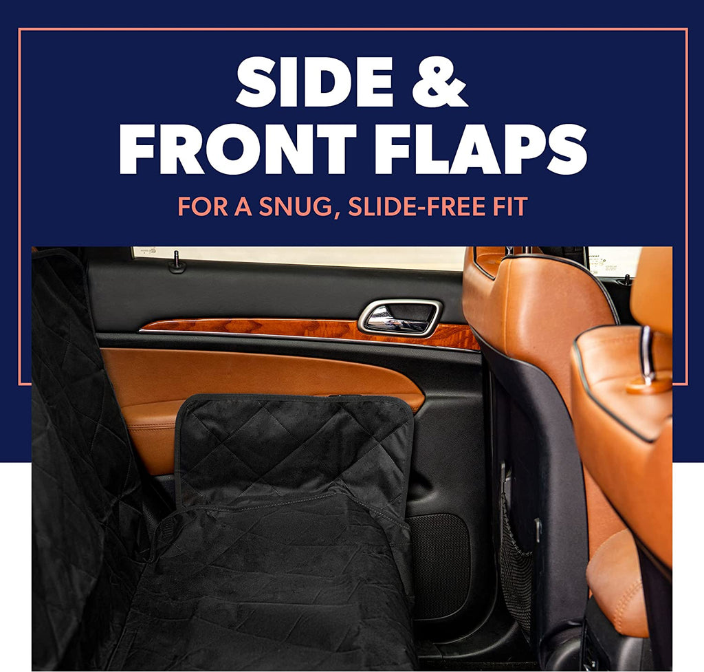 Black Car Rear Seat Cover for Dogs, Durable Waterproof & Scratch Resistant Vehicle Backseat Protector, Nonslip Dog Accessory & Pet Protection for Back Seats, Machine Washable