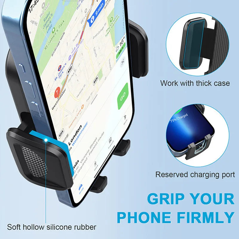Car Phone Holder Car Dashboard Windshield Phone Holder Suction Cup Hands-Free Car Phone Holder Vent Clip Phone Holder Accessory
