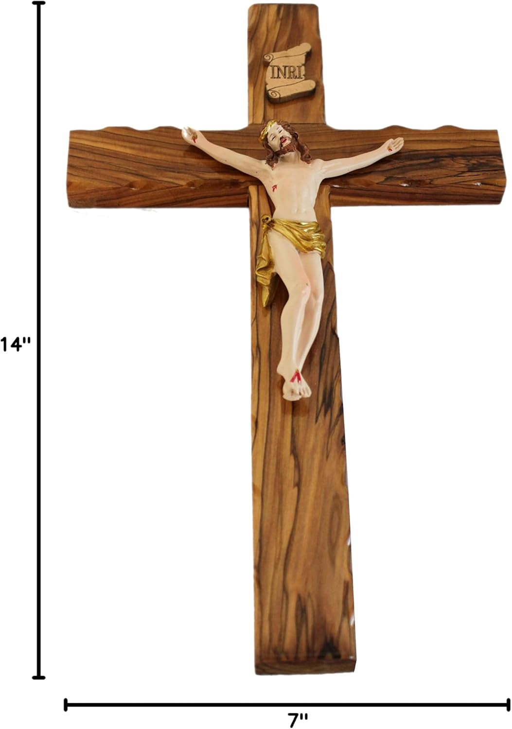 Olive Wood Cross from Bethlehem - Includes Certificate & Prayer Card, 14 Inch Wall Hanging Decor