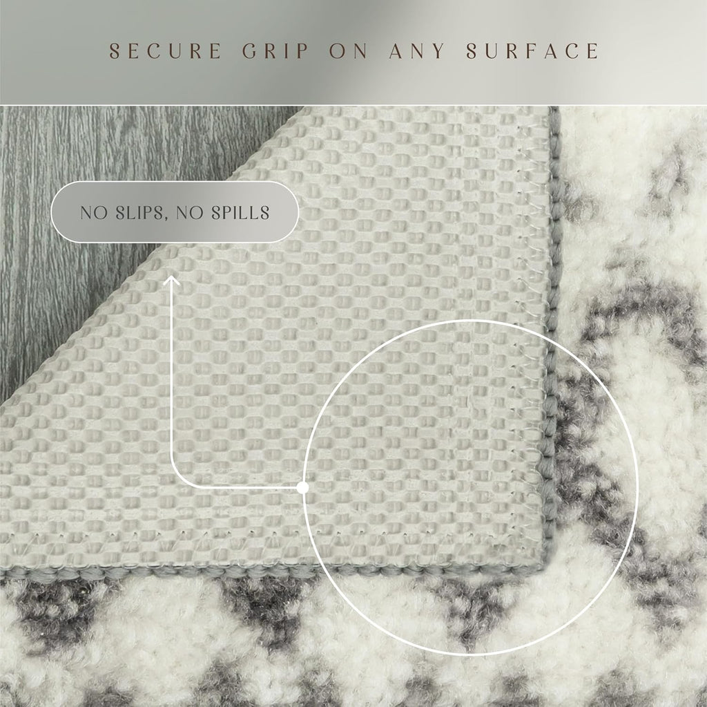 Abstract Diamond Modern Distressed Non Slip Runner Rug for Hallway Entry Way Floor Carpet [Made in USA], 2'6 X 10, Neutral