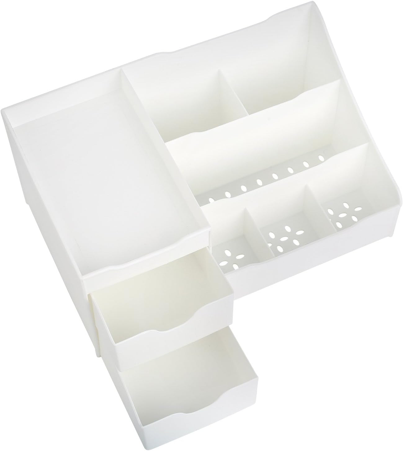 Cosmetic Storage Organizer - Sitting on Your Vanity, Bathroom Counter or Dresser - Easily Organize Your Cosmetics, Jewelry, Hair Accessories (White)