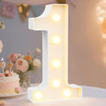 Decorative Led Light up Number Letters, White Plastic Marquee Number Lights Sign Party Wedding Decor Battery Operated Number (1)
