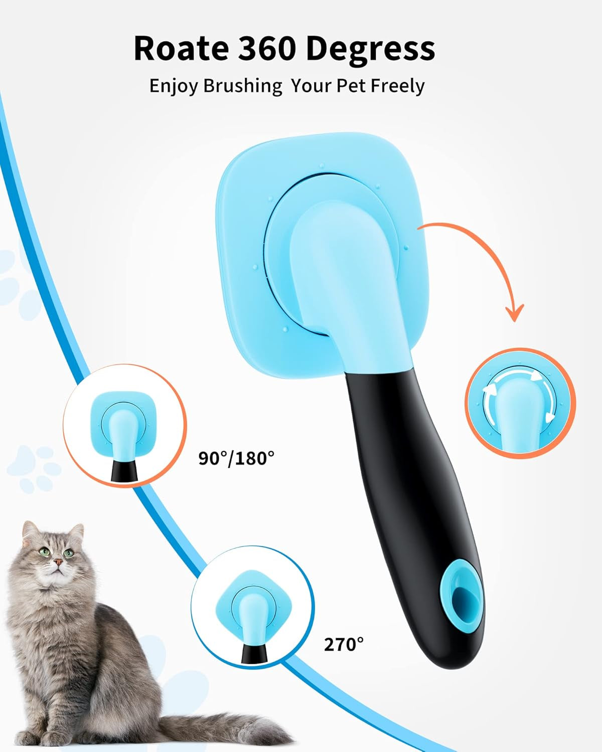 Dog & Cat Grooming Brush - Slicker Shedding Tool (Blue)