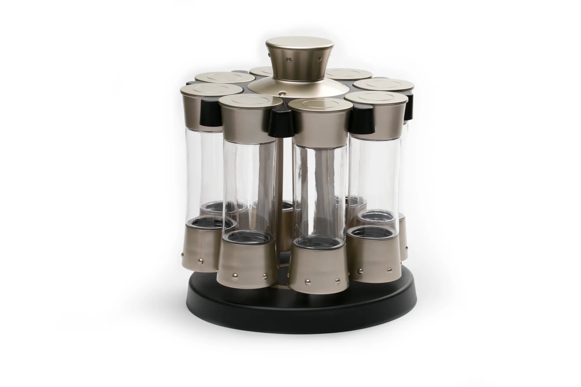Elite Auto-Measure Spice Carousel Professional Series, 8 Spice Jars, Silver Satin