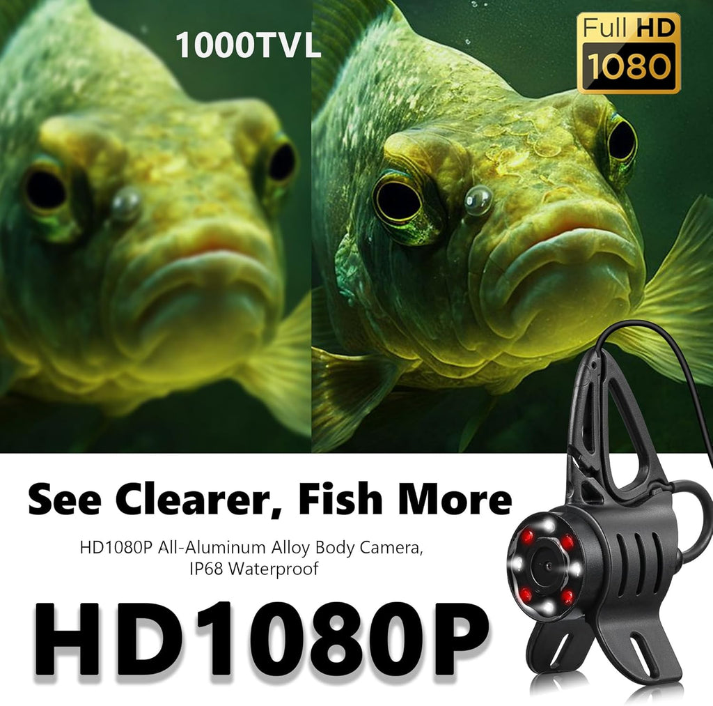 [® 2026 Upgrade] 4.5'' True HD 1080P Underwater Fishing Camera (Plug & Play) - Ice Fishing Camera Underwater W/ 5,000Mah, USB-C, IR+LED, Fish Finder for Ice/Lake/Kayak, 20M/65Ft