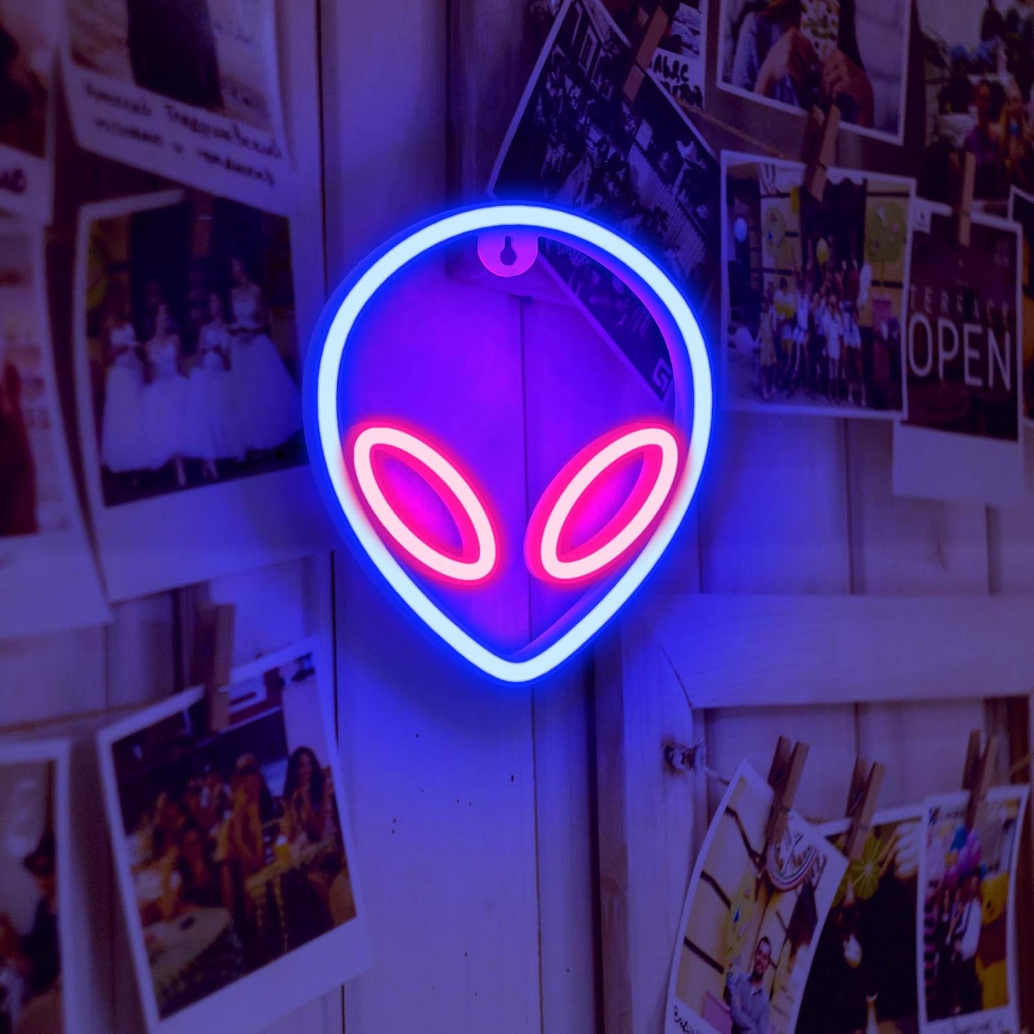 Neon Signs, Alien Neon Lights for Aesthetic Room Decor Light up Sign for Wall Decor Game Room Decor Cool Stuff for Teen Room Decor Led Sign for Man Cave Stuff, Trendy Home Decoration