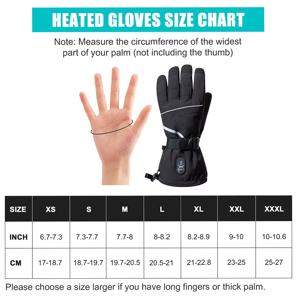 Brand Heated Gloves Motorcycle Winter Heated Gloves Warm Waterproof Rechargeable Heating Thermal Gloves for Snowmobile