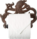 Decorative Cast Iron Octopus Toilet Paper Holder – Wall Mounted Nautical Bathroom Decor – Kraken Design – Easy to Install with Screws & Anchors – Rust Brown