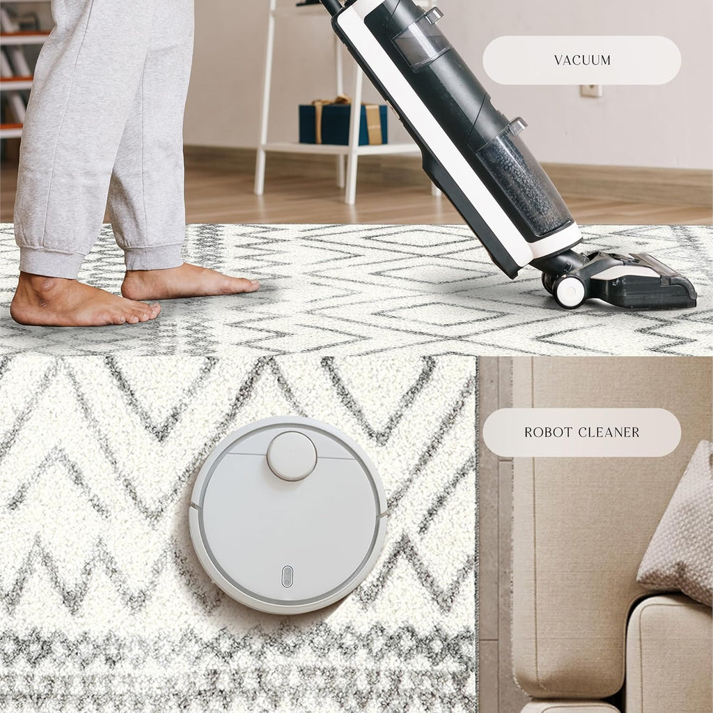 Abstract Diamond Modern Distressed Non Slip Runner Rug for Hallway Entry Way Floor Carpet [Made in USA], 2'6 X 10, Neutral