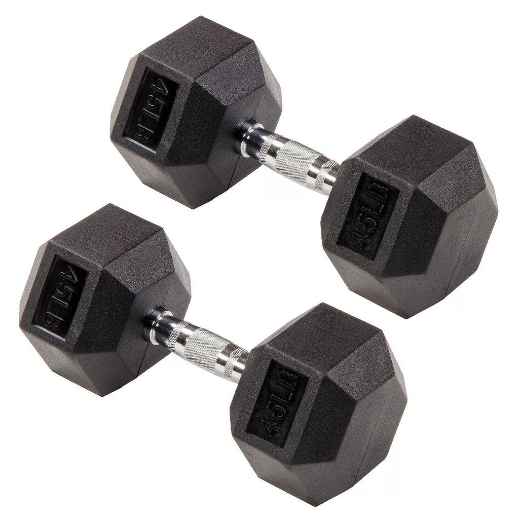 Signature Fitness Hex Dumbbells Non-Slip Free Weights Full Body Strength Training Home Gym Workout Equipment Set