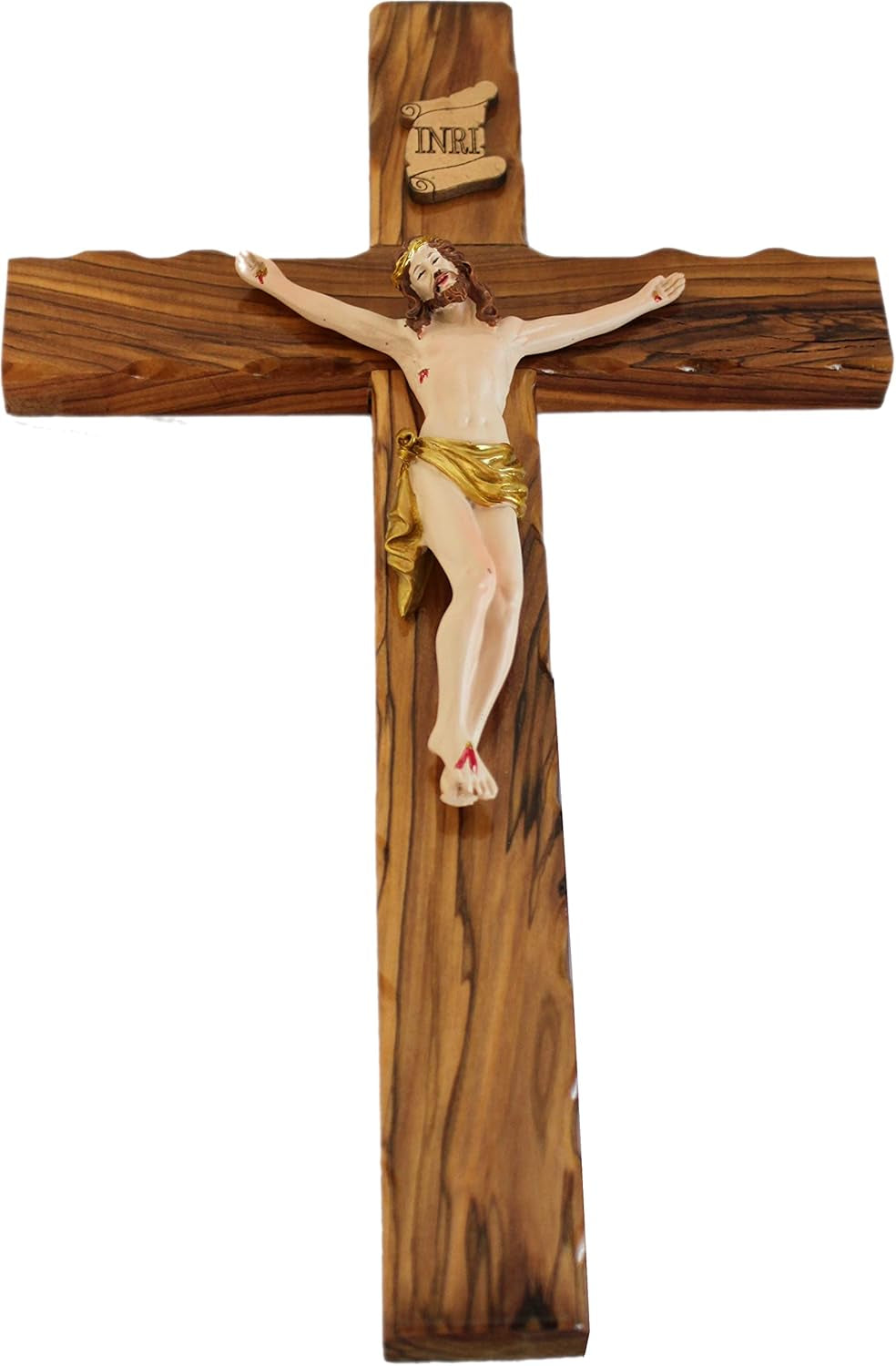 Olive Wood Cross from Bethlehem - Includes Certificate & Prayer Card, 14 Inch Wall Hanging Decor
